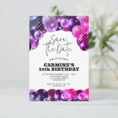 Bewaar de datum Fuchsia 50e verjaardagsfeestje Kaart (Staand voorkant)