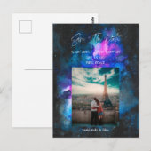 Bewaar de datum  | Galaxy Watercolors Briefkaart (Voorkant / Achterkant)