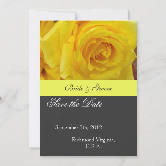 Bewaar de datum, gele roos bloem save the date (Voorkant)