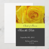 Bewaar de datum, gele roos bloem save the date (Voorkant / Achterkant)