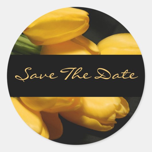 Bewaar de datum Gele Tulip Bruiloft Sticker Seal (Voorkant)