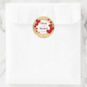 Bewaar de datum, gepersonaliseerde trouwdag rode h ronde sticker (Tas)