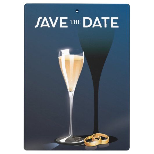 Bewaar de datum glas en gouden ringen klembord (Achterkant)