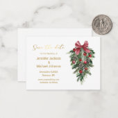 Bewaar de datum Gold Script Christmas  Card Notitiekaartje (Voorkant / Achterkant in situ)