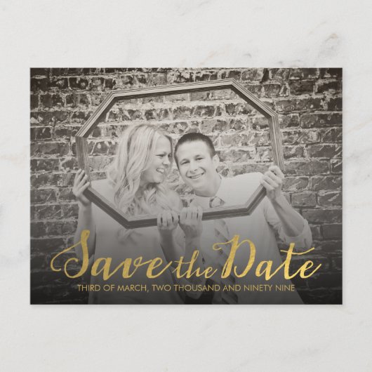 Bewaar de datum Gold Typography Aankondiging (Voorkant)