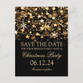 Bewaar de datum Gold Winter Holiday String Lights Aankondigingskaart (Voorkant)