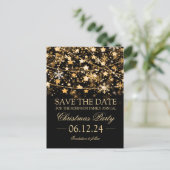 Bewaar de datum Gold Winter Holiday String Lights Aankondigingskaart (Staand voorkant)
