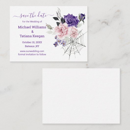 Bewaar de datum Gothic romantische Halloween bruil Notitiekaartje (Voorkant / Achterkant)