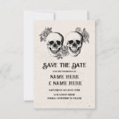 Bewaar de datum Gotische Lijst Halloween schedel K Save The Date (Voorkant)