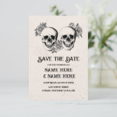 Bewaar de datum Gotische Lijst Halloween schedel K Save The Date (Staand voorkant)