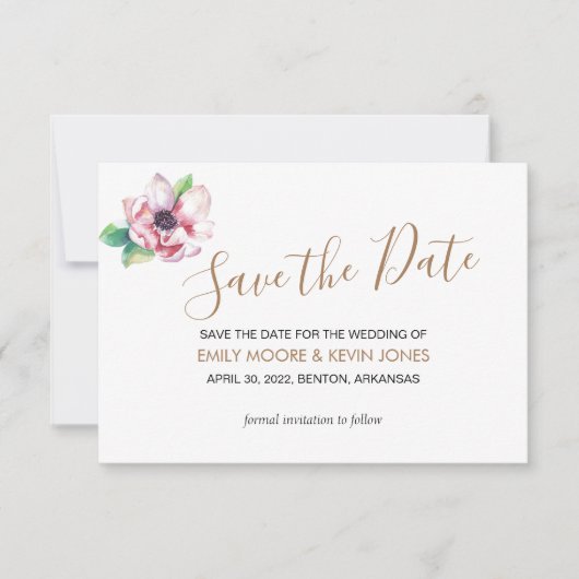 Bewaar de datum goud elegante bloem klassieke kaar save the date (Voorkant)