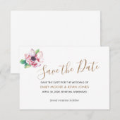 Bewaar de datum goud elegante bloem klassieke kaar save the date (Voorkant / Achterkant)
