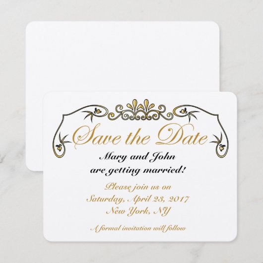 Bewaar de datum goud kaart (Voorkant / Achterkant)