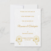 Bewaar de datum Gouden Bloemen Hart Vlinders Kaart (Achterkant)