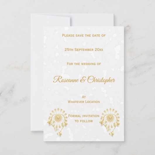 Bewaar de datum Gouden Bloemen Hart Vlinders Kaart (Achterkant)