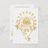 Bewaar de datum Gouden Bloemen Hart Vlinders Kaart (Voorkant / Achterkant)