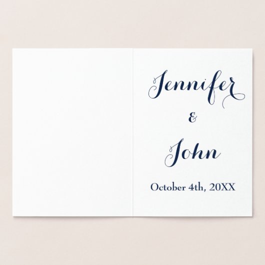 Bewaar de datum Gouden folie Blauw Wit Elegant Folie Kaarten (Binnen)