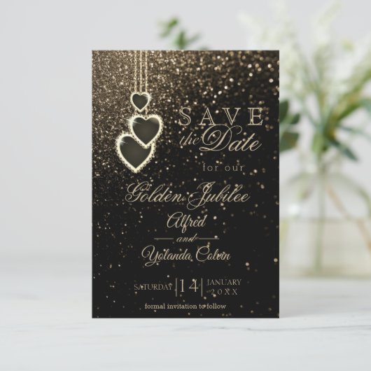 Bewaar de datum - Gouden glitter Kaart (Staand voorkant)