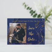 Bewaar de datum Gouden Glitter Muzieknoten Modern Kaart (Staand voorkant)