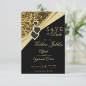 Bewaar de datum - Gouden Glitterjubileum Kaart (Staand voorkant)