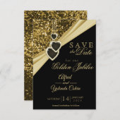 Bewaar de datum - Gouden Glitterjubileum Kaart (Voorkant / Achterkant)