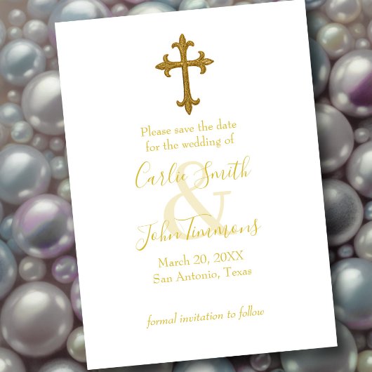 Bewaar de datum Gouden Kruis elke kleur Save The Date