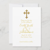 Bewaar de datum Gouden Kruis elke kleur Save The Date (Voorkant)