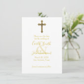 Bewaar de datum gouden kruis met trouwringen 4 save the date (Staand voorkant)