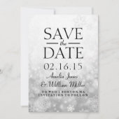 Bewaar de datum Grey Sparkle Snowflake Save The Date (Voorkant)