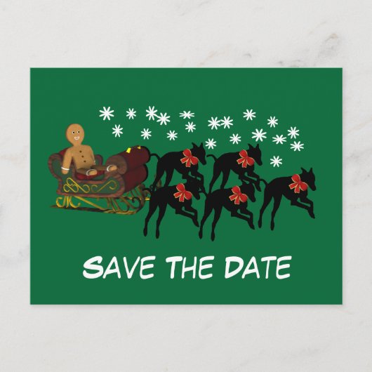 Bewaar de datum Greyhound Christmas Holiday Briefk Aankondigingskaart (Voorkant)