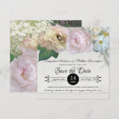 Bewaar de datum Grijs Ombre Bloemen Pioenrozen Kaart (Voorkant / Achterkant)