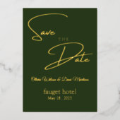 bewaar de datum groen elegant folie uitnodiging (Voorkant)