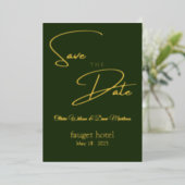bewaar de datum groen elegant folie uitnodiging (Staand Voorkant)
