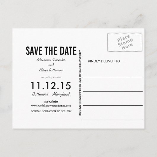 Bewaar de datum Handgeschreven Faux Gold Fotobehan Aankondigingskaart (Achterkant)