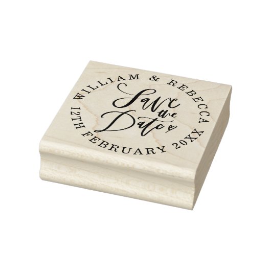 Bewaar de datum handgeschreven hart cirkelvormig rubberstempel (Stempel)