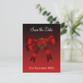 Bewaar de datum Hart Dieprood Goud Zwart Save The Date (Staand voorkant)
