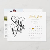 Bewaar de datum Hart Kalender Foto QR Code Aankondigingskaart (Voorkant / Achterkant)