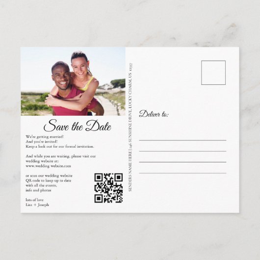 Bewaar de datum Hart Kalender Foto QR Code Aankondigingskaart (Achterkant)