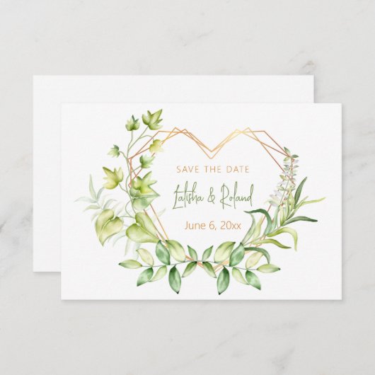 Bewaar de datum Hart Save The Date (Voorkant / Achterkant)