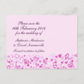 Bewaar de datum harten & bogen roze paarse kaart (Achterkant)