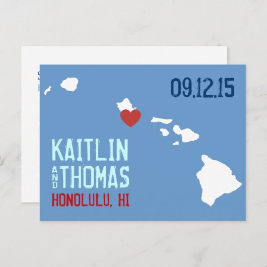 Bewaar de datum -  - Hawaii Aankondigingskaart (Voorkant / Achterkant)