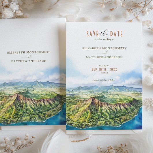 Bewaar de datum Hawaii bestemming bruiloft Kaart