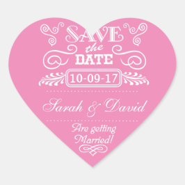 Bewaar de datum  Heart Pink Hart Sticker