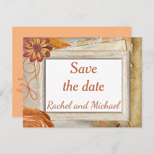 Bewaar de datum Herfst Bruiloft Aankondigingskaart (Voorkant / Achterkant)