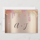 Bewaar de datum holografische druppels roze blos save the date (Achterkant)
