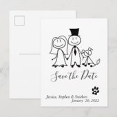 Bewaar de datum Hondenliefhebber Doodle Figuren Aankondigingskaart (Voorkant / Achterkant)