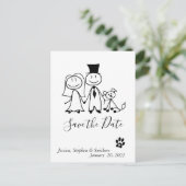 Bewaar de datum Hondenliefhebber Doodle Figuren Aankondigingskaart (Staand voorkant)