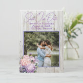Bewaar de datum Hout en bloemen Fotoaankondiging Kaart (Staand voorkant)