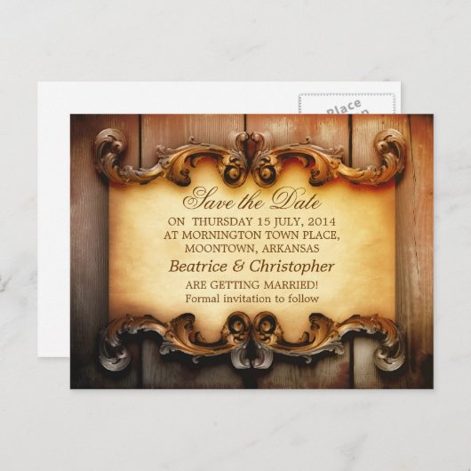 Bewaar de datum Houten  briefkaarten (Voorkant / Achterkant)