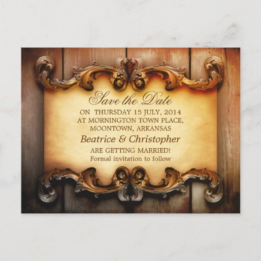 Bewaar de datum Houten  briefkaarten (Voorkant)